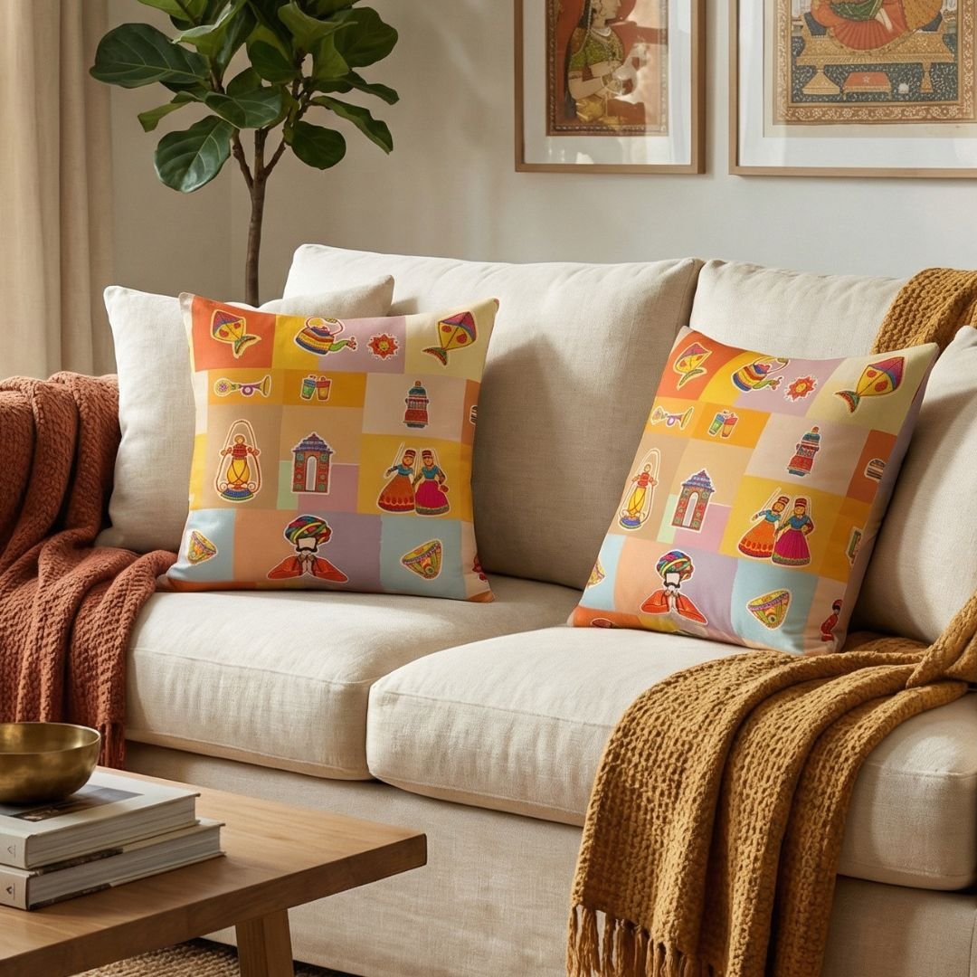 Luxury Heritage Patchwork Cushion Cover Vibrant Artisan Motif Designer RUBY the furnishing studio Ghatkopar SHOP NOW at www.wallpapersgarage.com 1